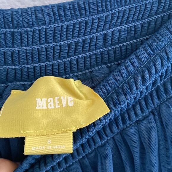 Anthropologie Maeve Blue Fringe Maxi TULLE MASTI TASSLE SKIRT - Picture 6 of 8